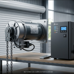 Motor và bộ lưu điện cửa cuốn